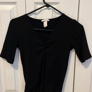 Black ribbed body suit